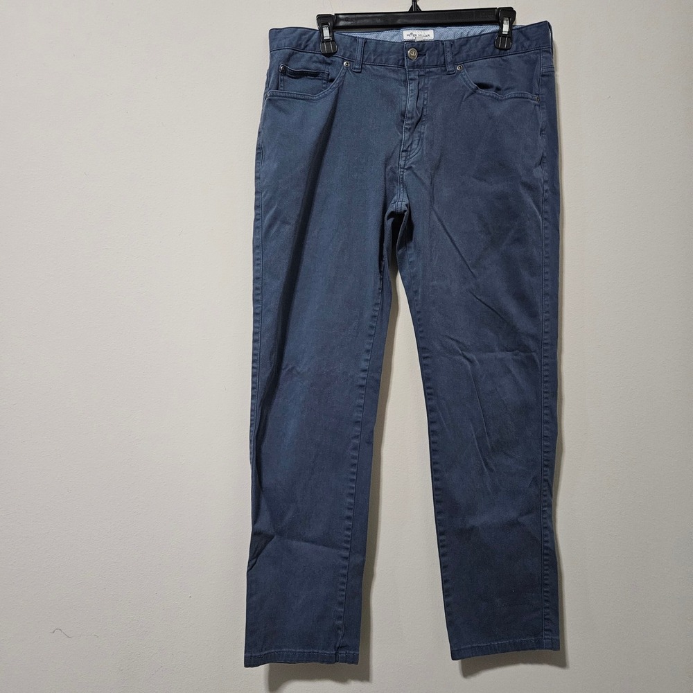 Peter Millar‎ Mens 34 Blue Cotton Modal Blend 5-Pocket Straight Leg Pants